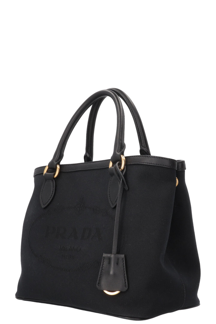 PRADA Logo Tote Bag Canvas Black