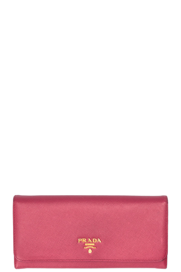 PRADA Long Wallet Saffiano Cuir Rose