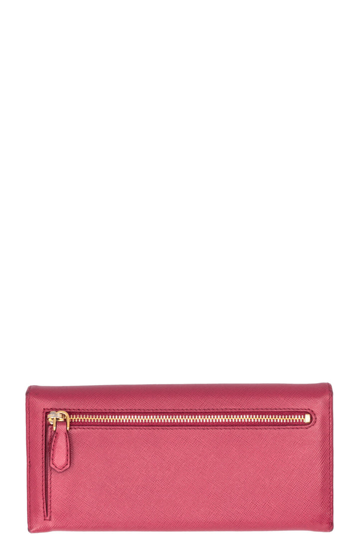 PRADA Long Wallet Saffiano Leather Pink