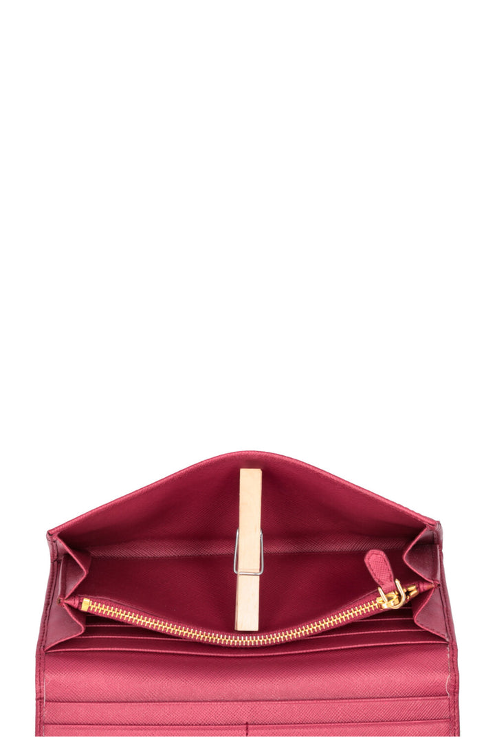 PRADA Long Wallet Saffiano Leather Pink