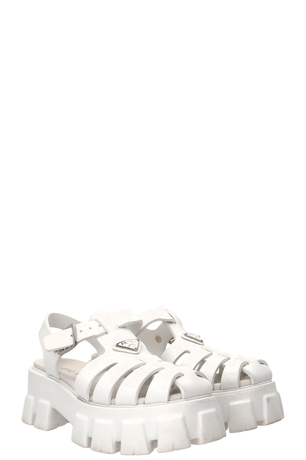PRADA Monolit Sandals White