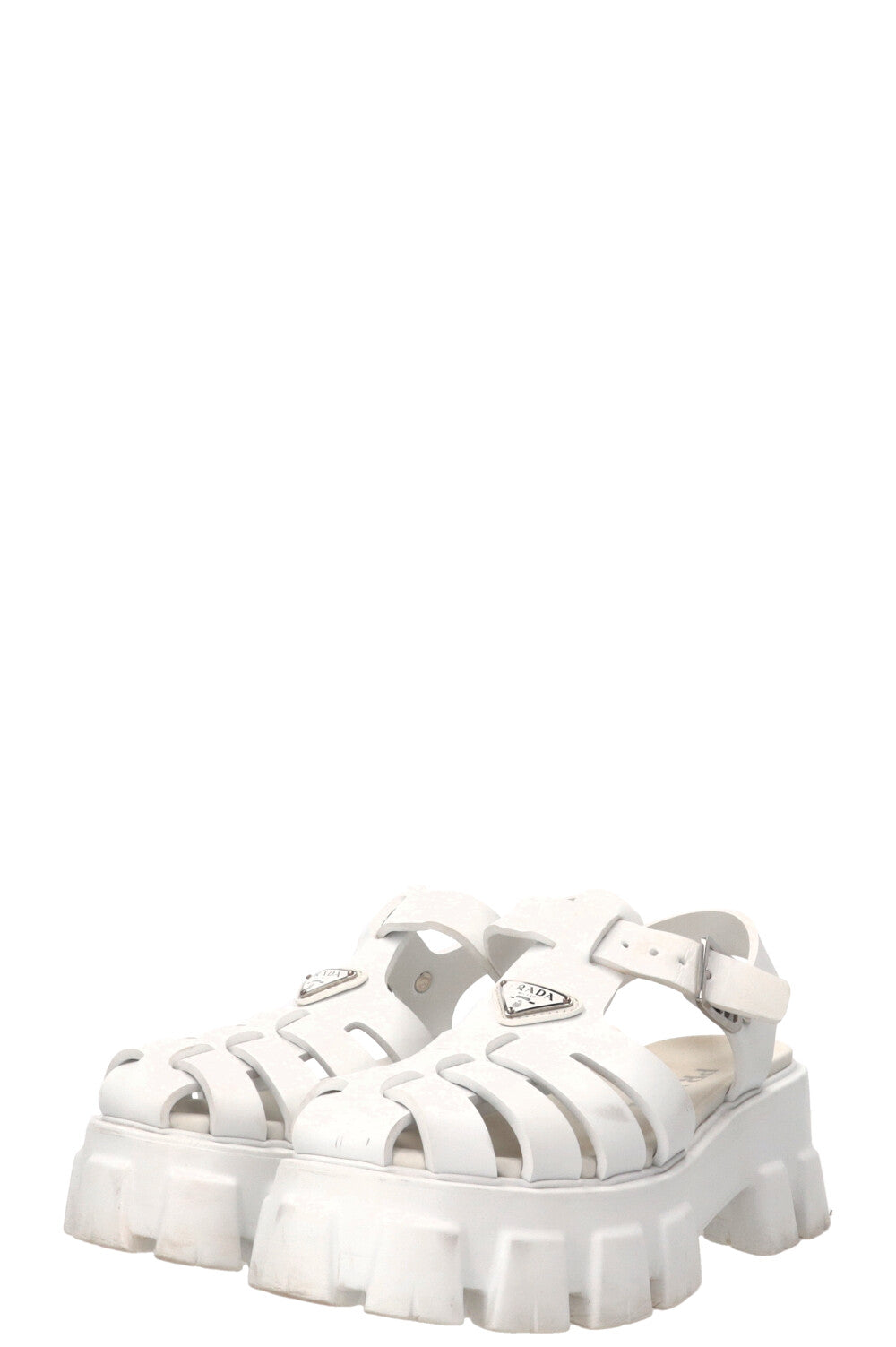 PRADA Monolit Sandals White