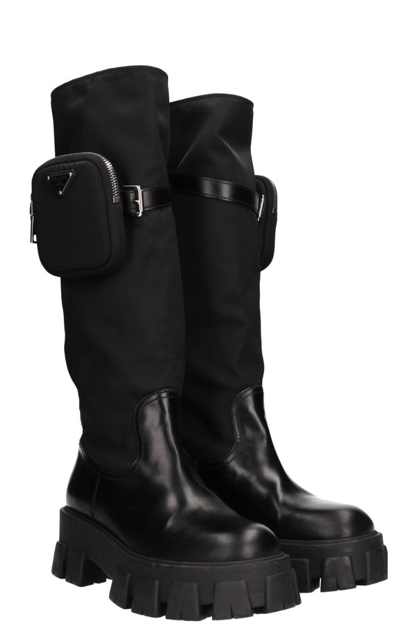 PRADA Monolith Bottes Hautes Nylon Noir