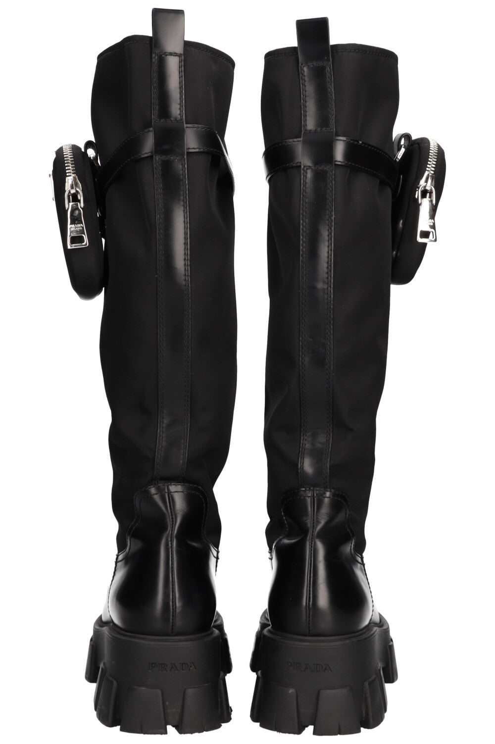 Ladies Boots Prada Monolith Patent Leather Boots PRADA Monolith