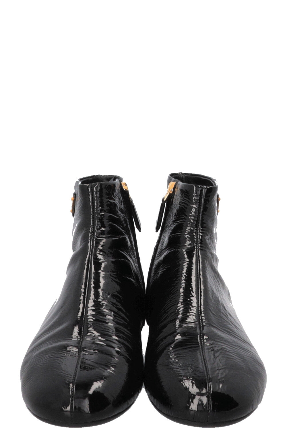 PRADA Naplak Ankle Boots Patent Black