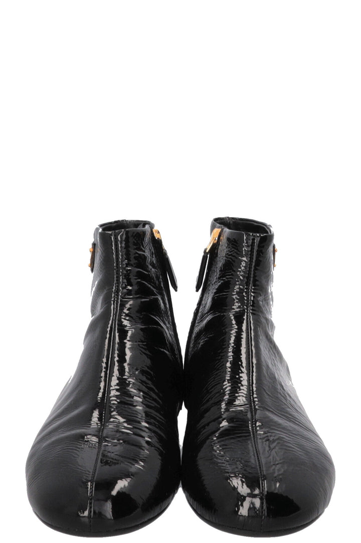 PRADA Naplak Ankle Boots Patent Black