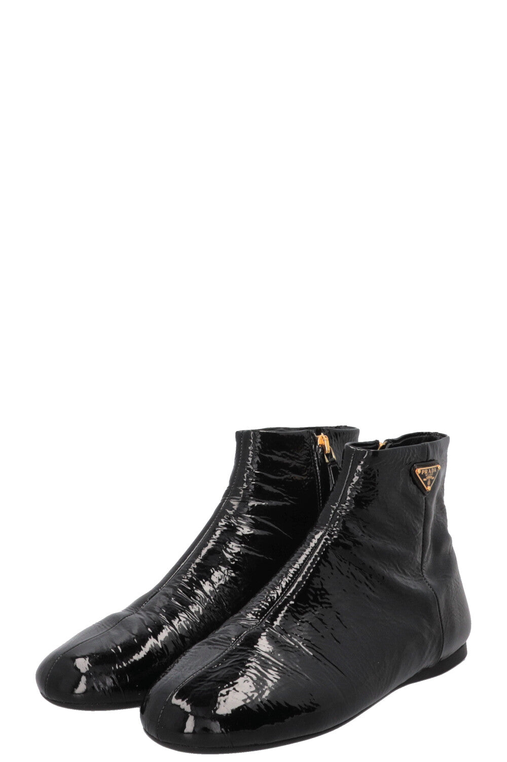 PRADA Naplak Ankle Boots Patent Black