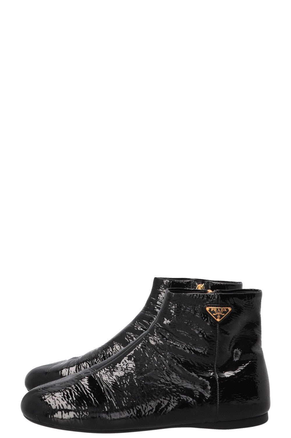 PRADA Naplak Ankle Boots Patent Black