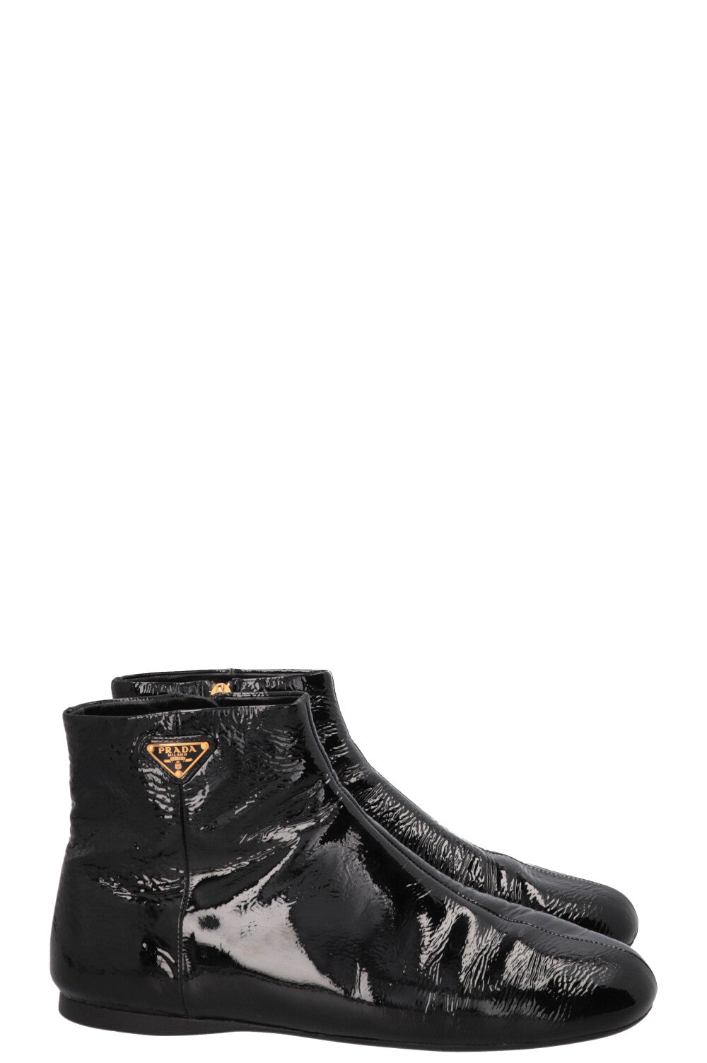 PRADA Naplak Ankle Boots Patent Black