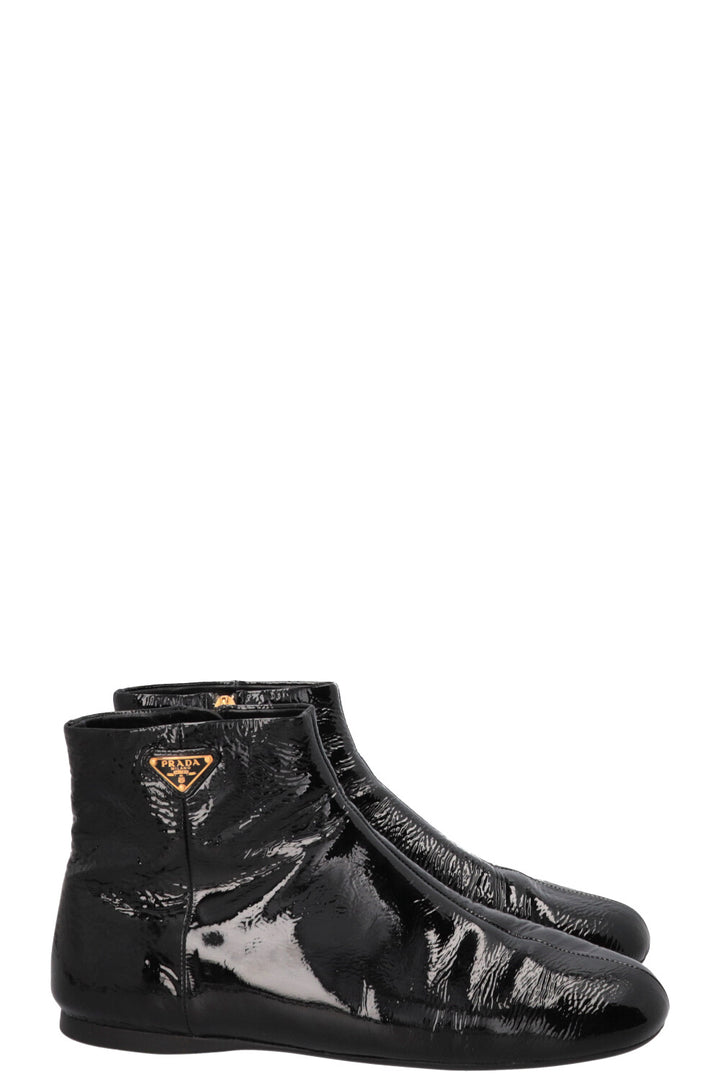 PRADA Naplak Ankle Boots Patent Black