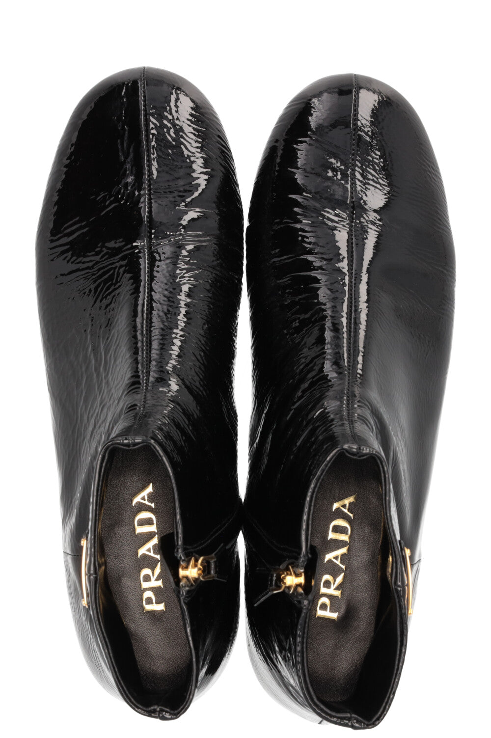 PRADA Naplak Ankle Boots Patent Black