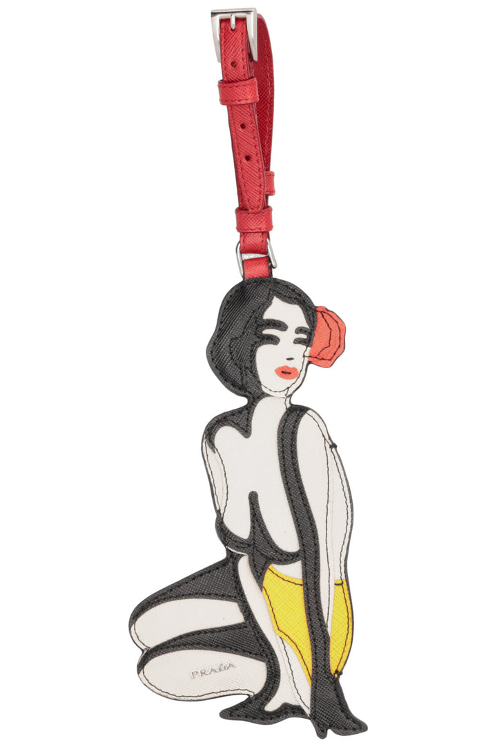 PRADA Pin Up Girl Name Tag Saffiano Leather