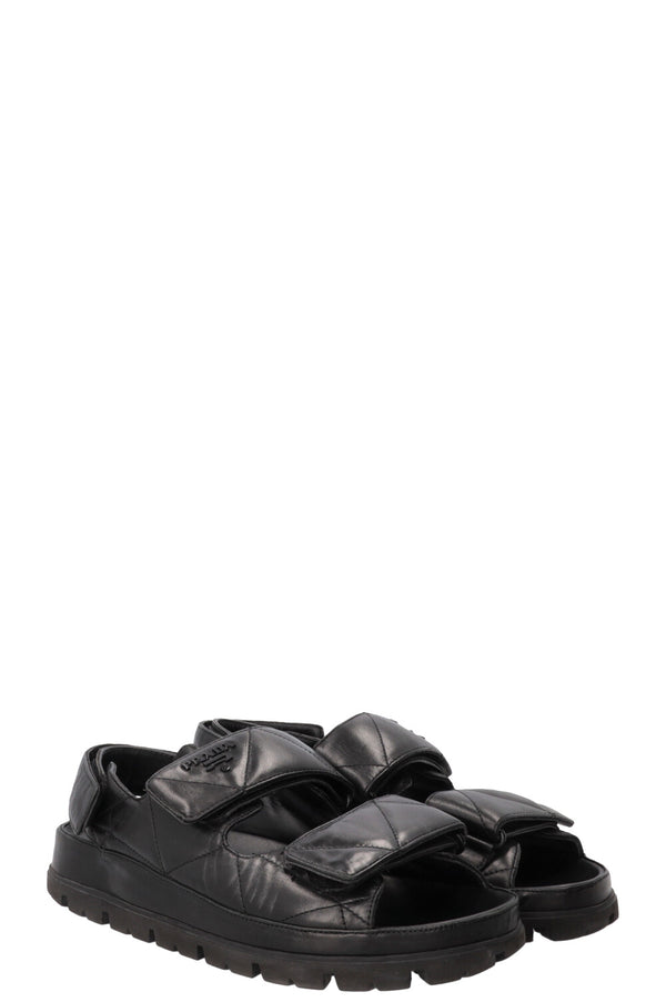 PRADA Quilted Sandals Nappa Leather Black
