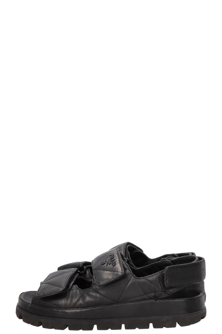 PRADA Quilted Sandals Nappa Leather Black