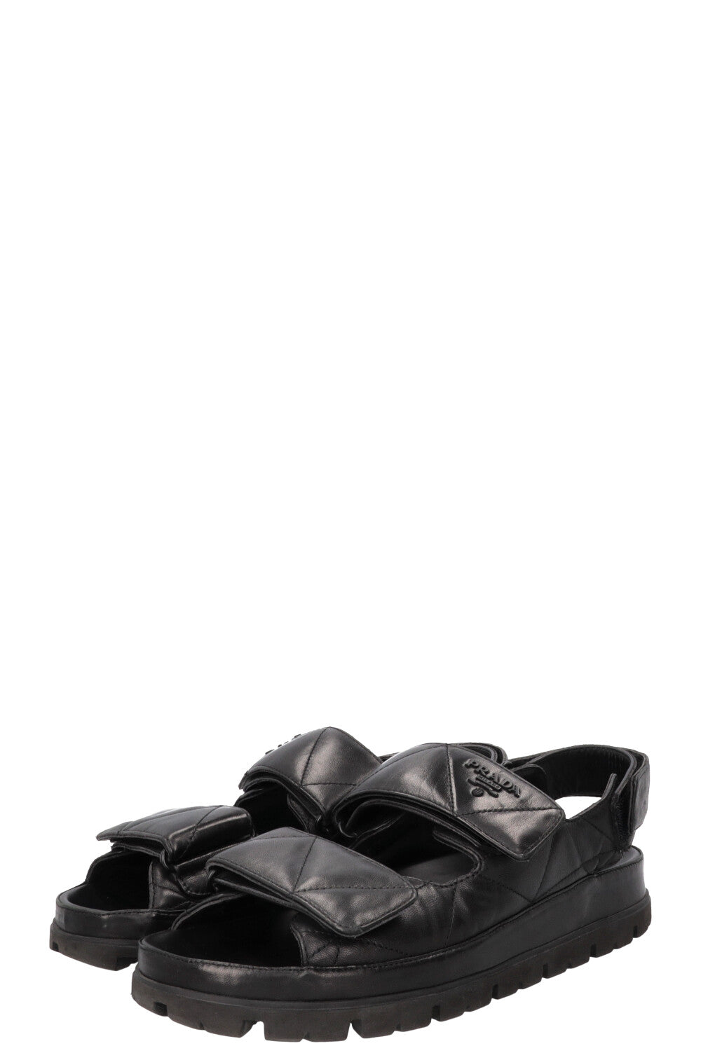 PRADA Quilted Sandals Nappa Leather Black