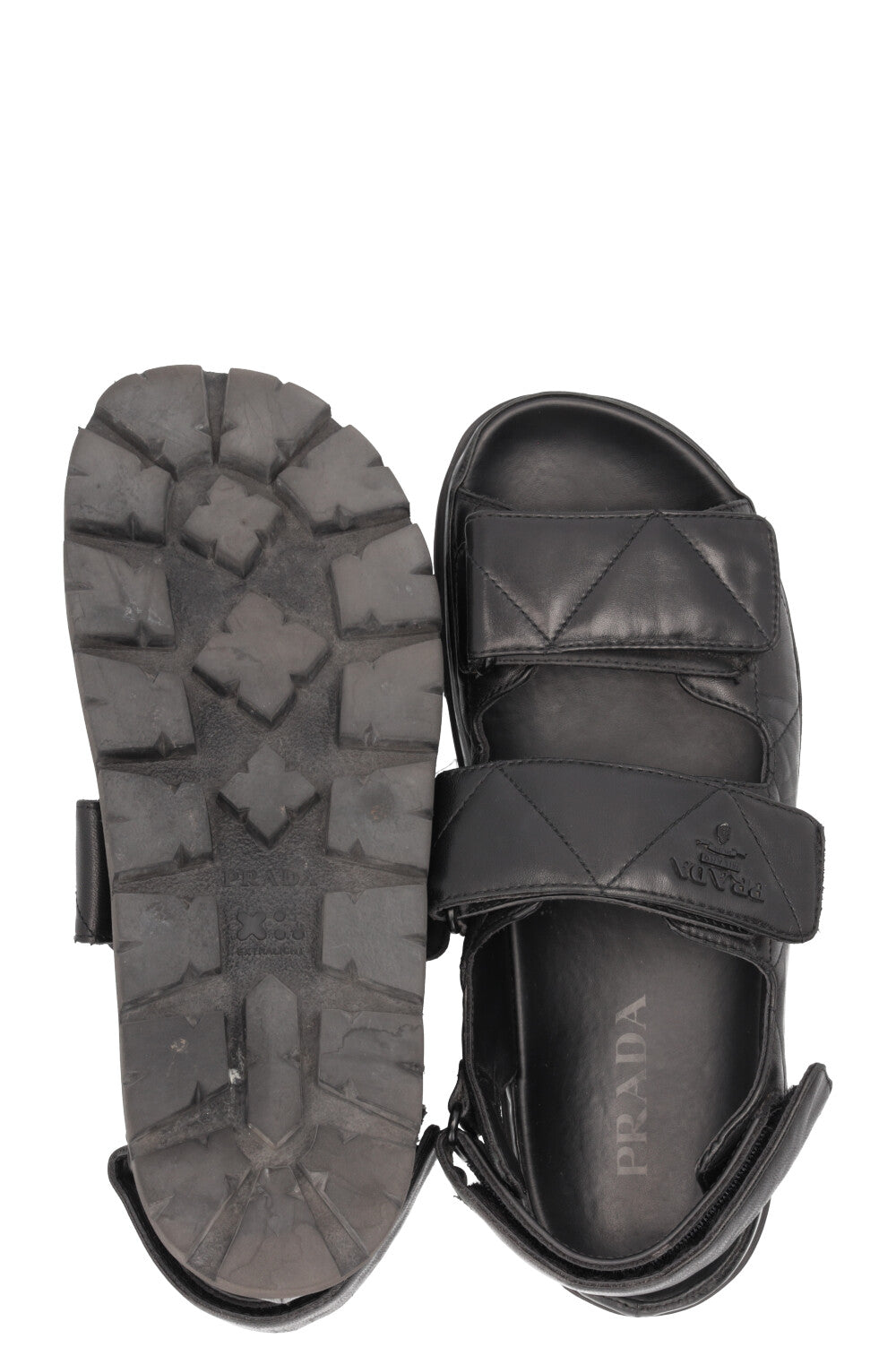 PRADA Quilted Sandals Nappa Leather Black
