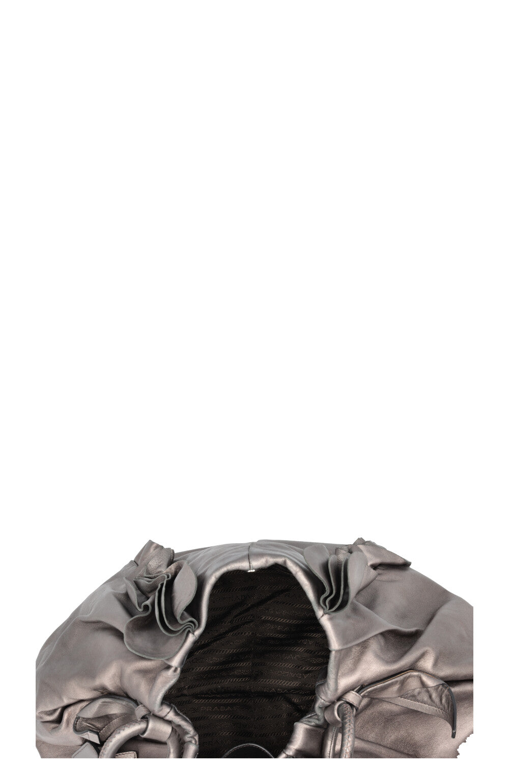 PRADA Rushed Shoulder Bag Leather Silver