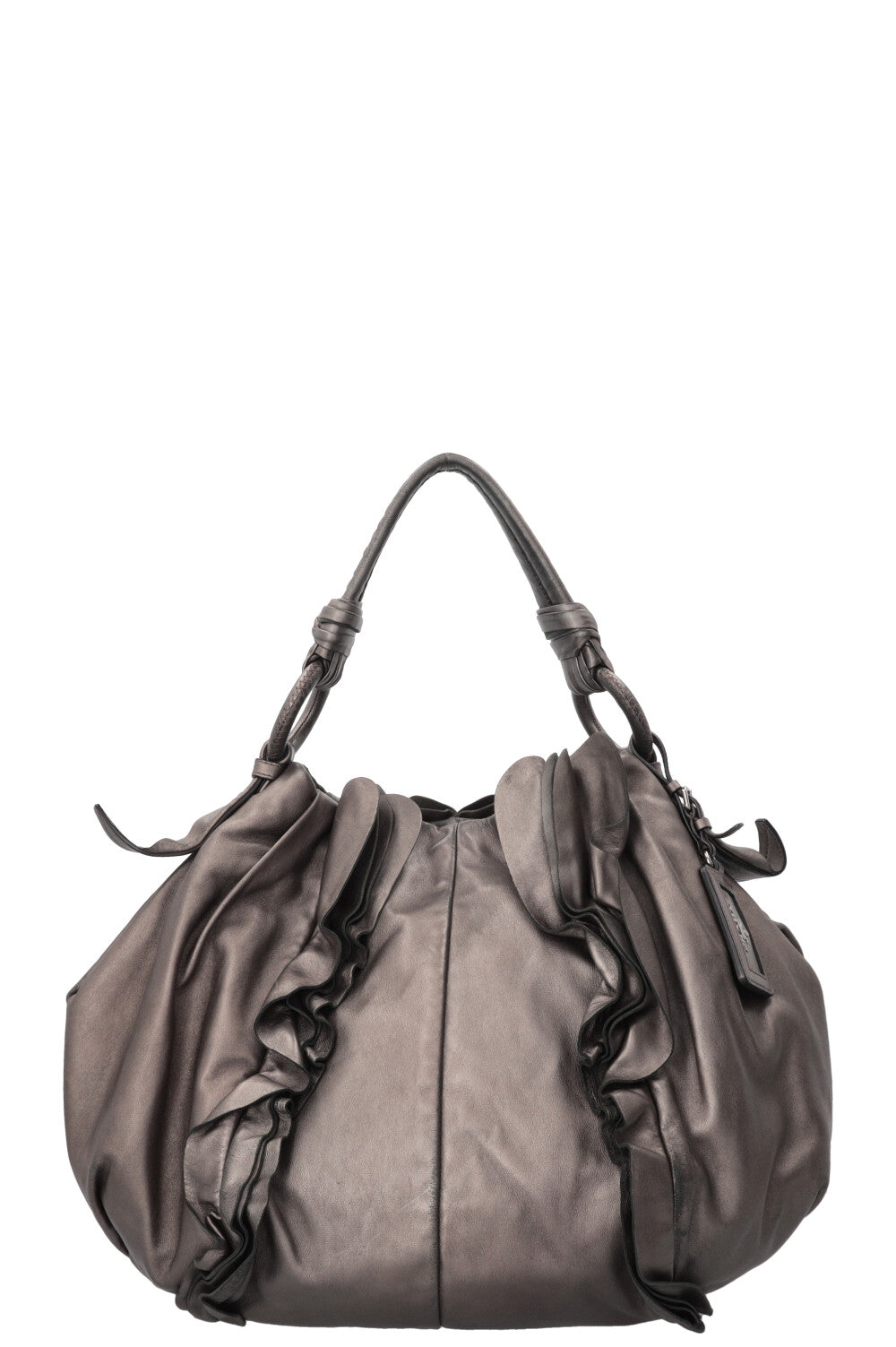 PRADA Rushed Shoulder Bag Leather Silver