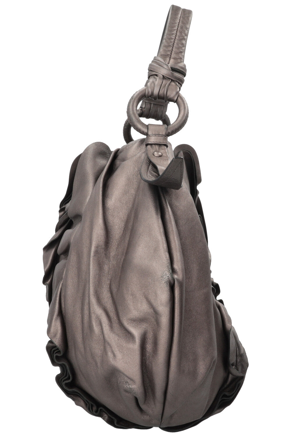 PRADA Rushed Shoulder Bag Leather Silver