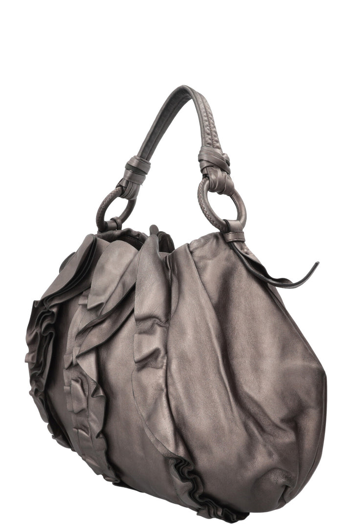 PRADA Rushed Shoulder Bag Leather Silver