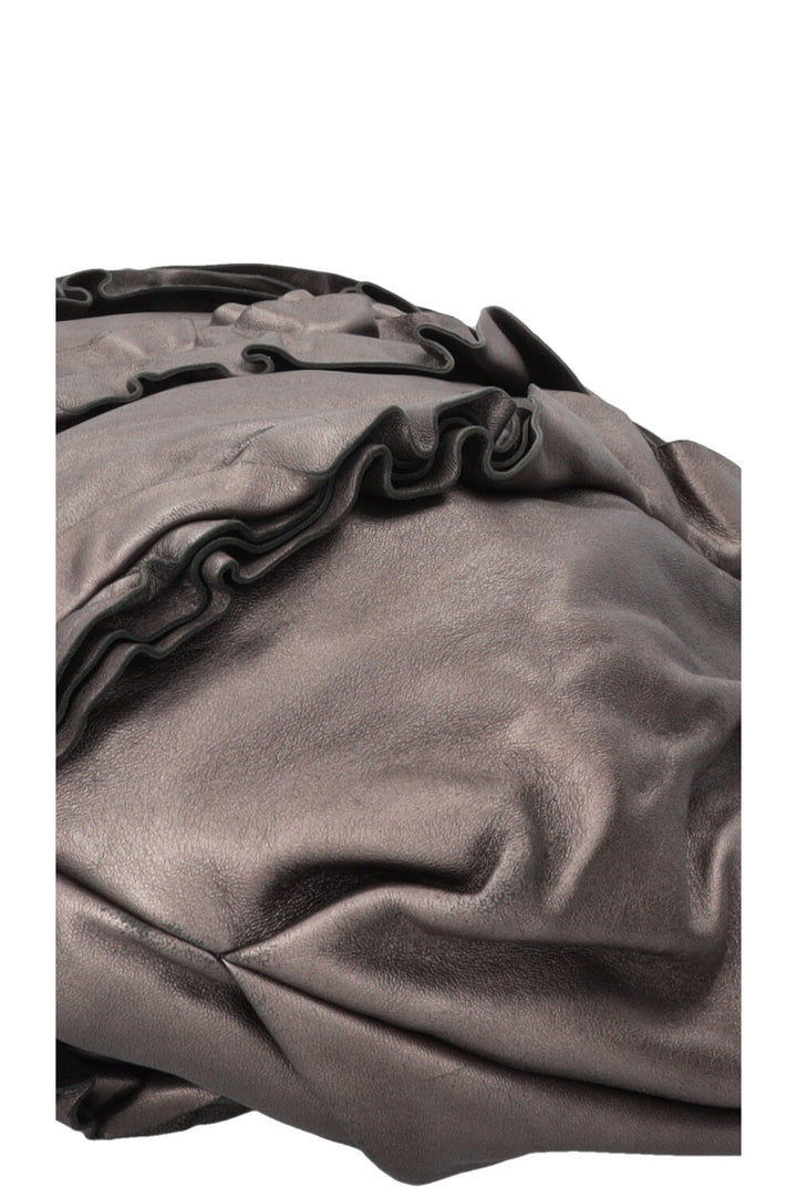 PRADA Rushed Shoulder Bag Leather Silver