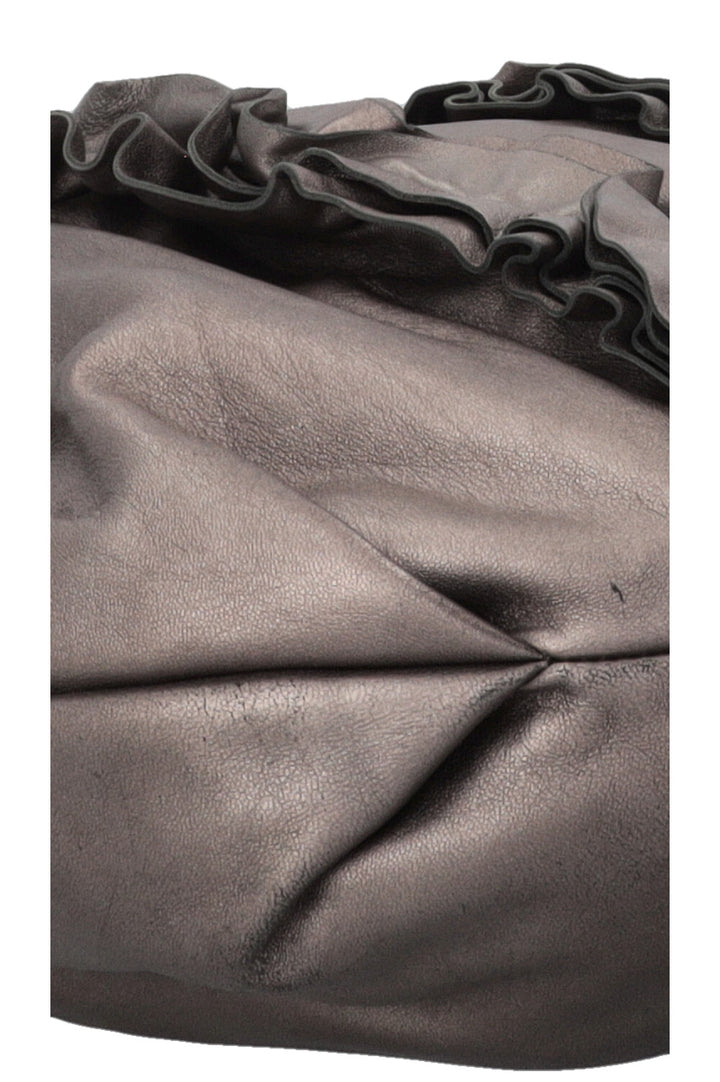 PRADA Rushed Shoulder Bag Leather Silver
