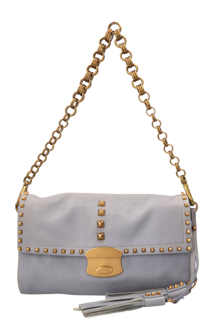 PRADA Shoulder Bag Leather Blue