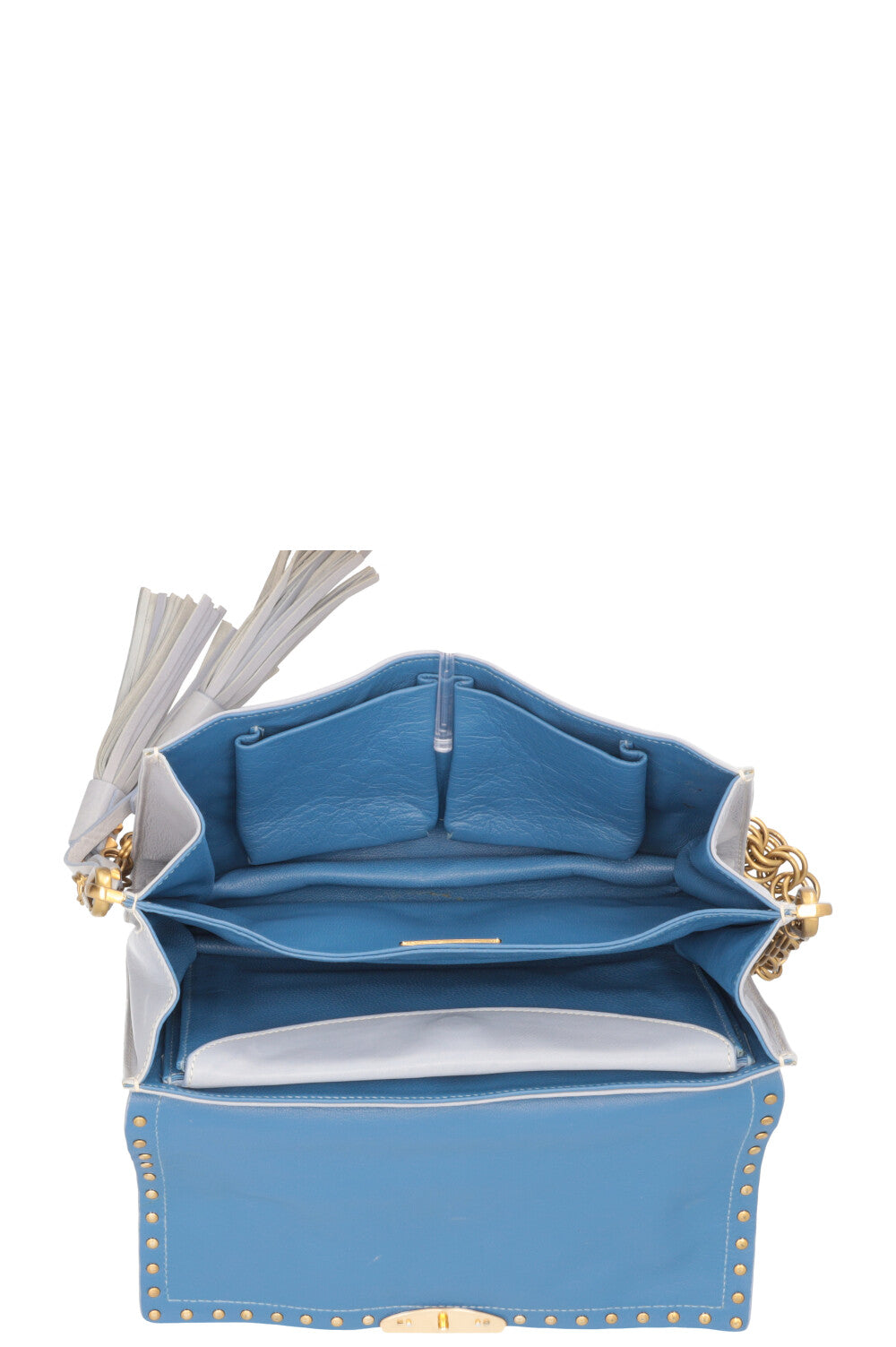 PRADA Shoulder Bag Leather Blue