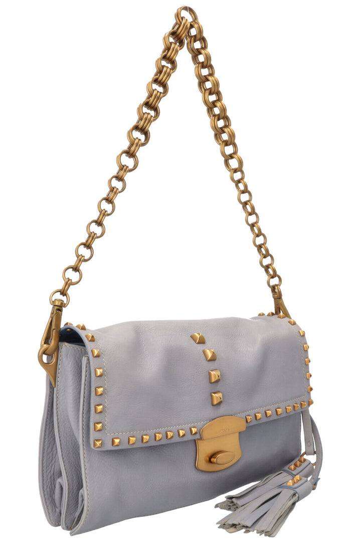PRADA Shoulder Bag Leather Blue