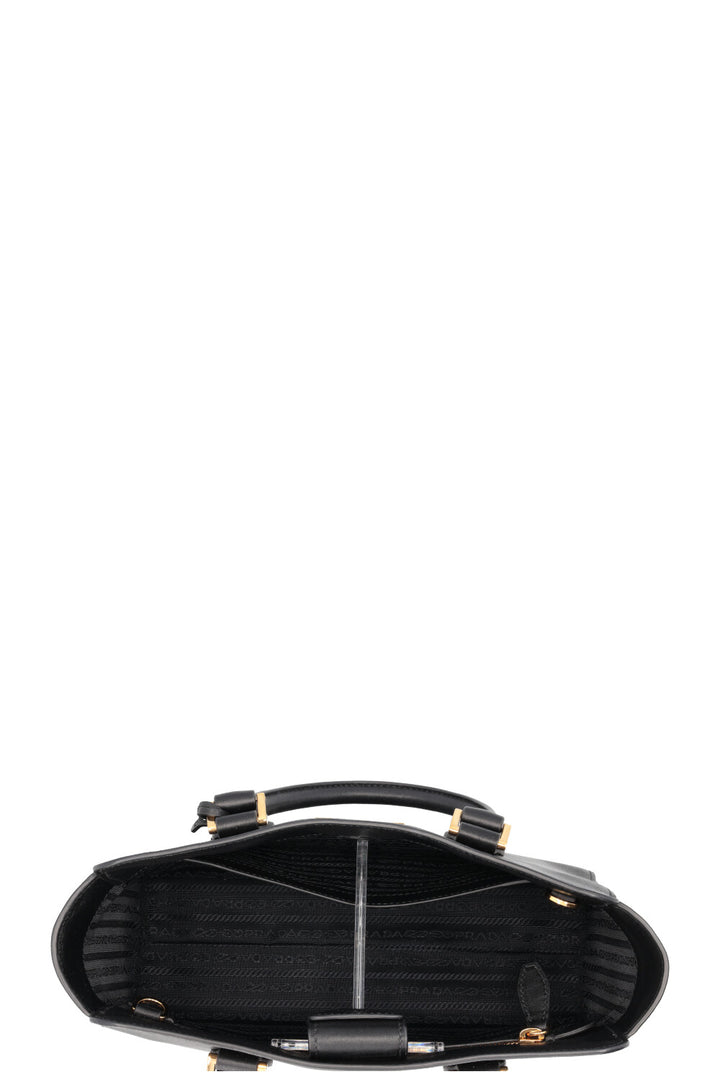 Petit sac cabas PRADA 2 en 1 en cuir Saffiano noir
