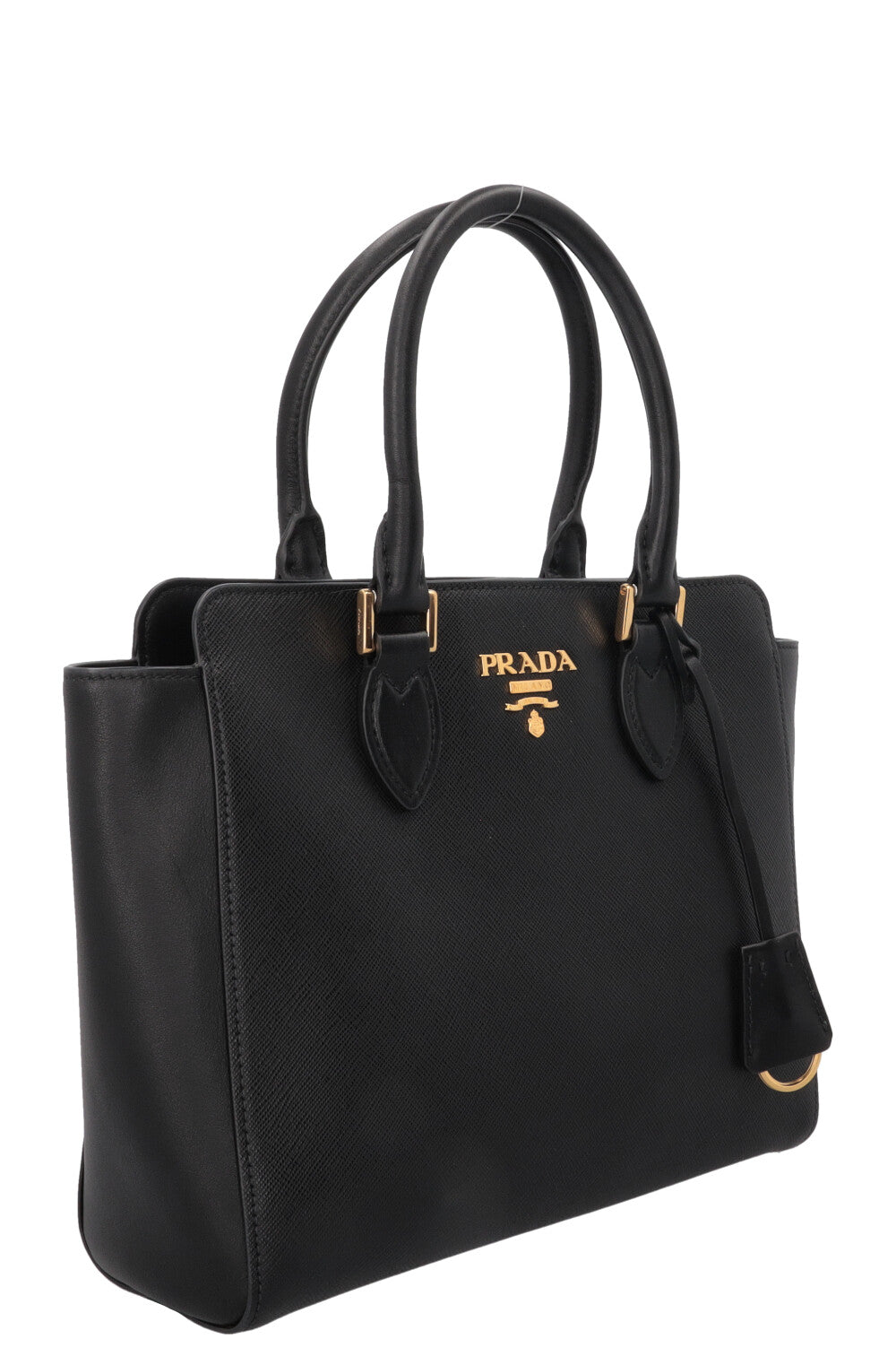 Petit sac cabas PRADA 2 en 1 en cuir Saffiano noir