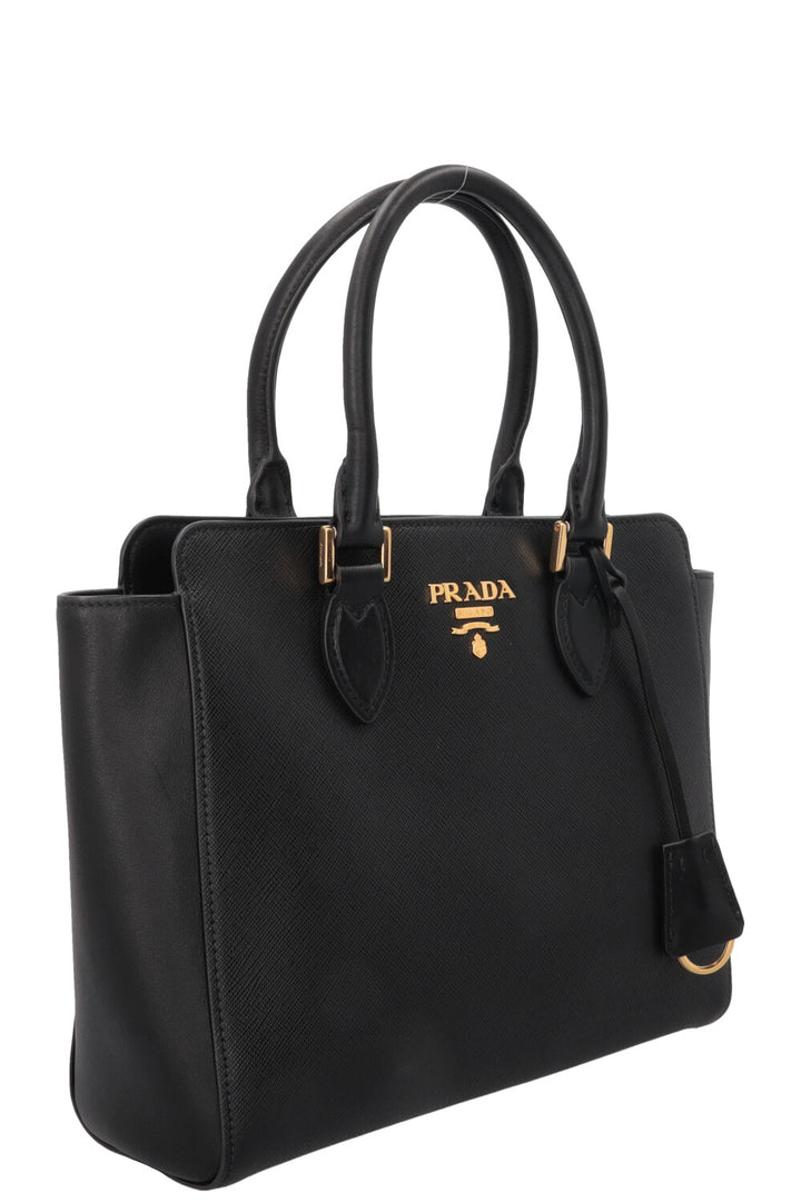 Petit sac cabas PRADA 2 en 1 en cuir Saffiano noir