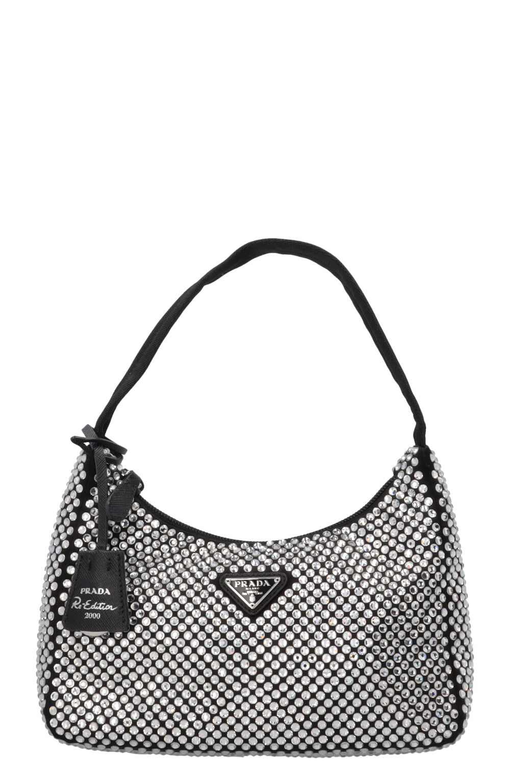 PRADA Small Re-Edition 2000 Shoulder Bag Crystals Black