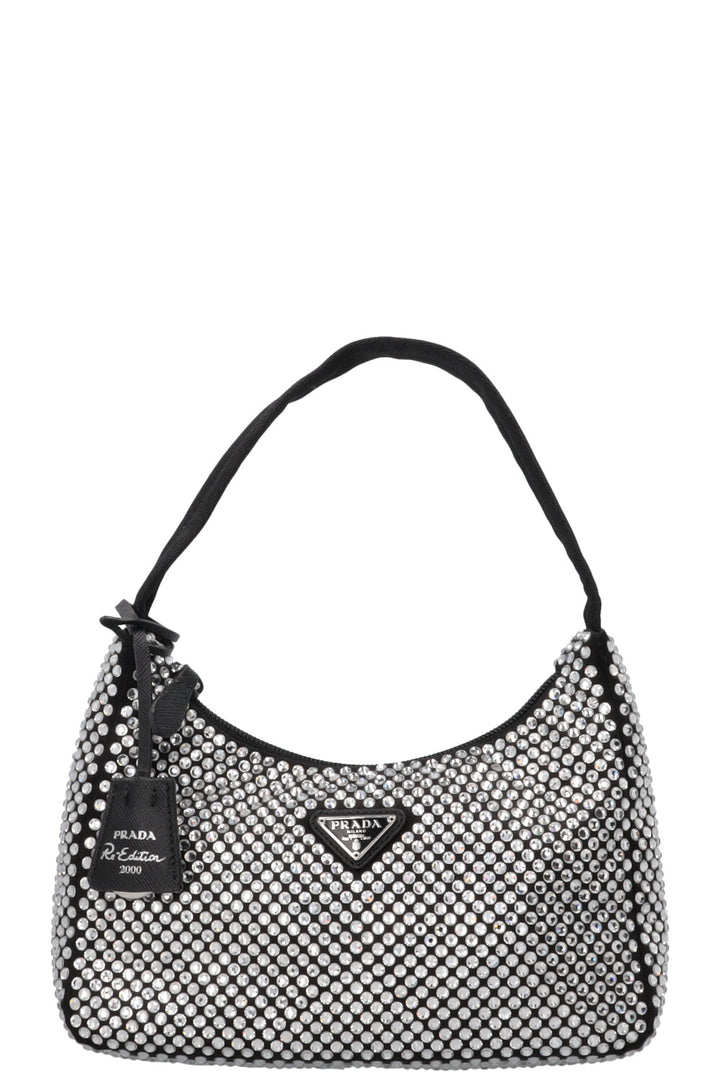 PRADA Small Re-Edition 2000 Shoulder Bag Crystals Black