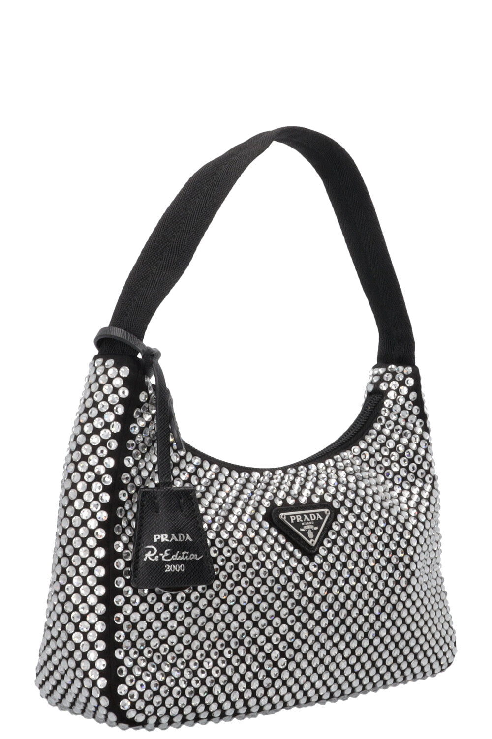 PRADA Small Re-Edition 2000 Shoulder Bag Crystals Black