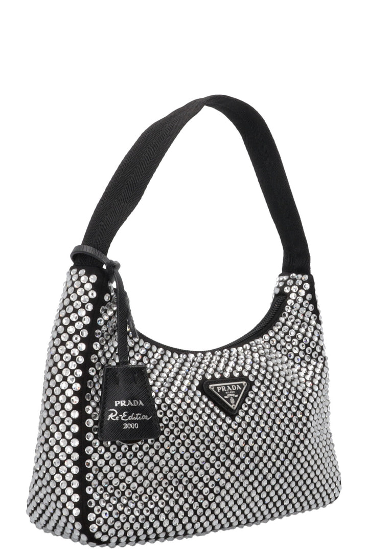 PRADA Small Re-Edition 2000 Shoulder Bag Crystals Black