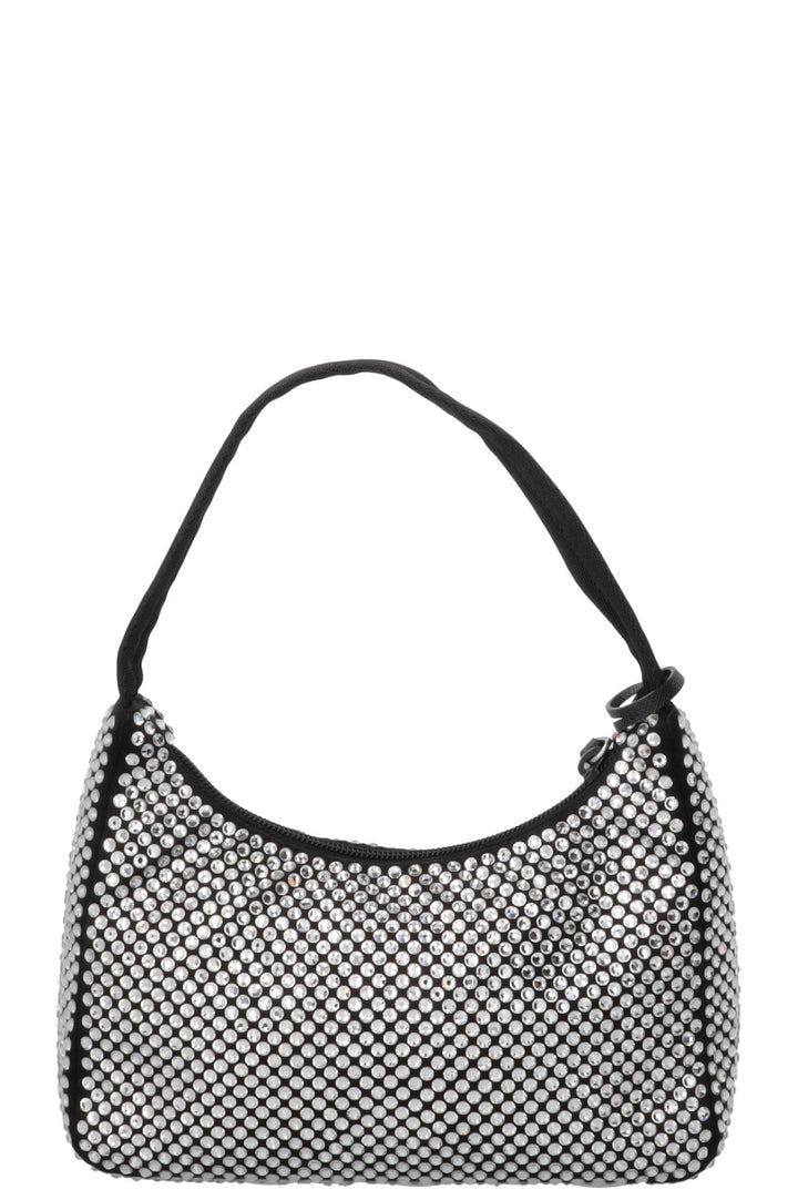PRADA Small Re-Edition 2000 Shoulder Bag Crystals Black