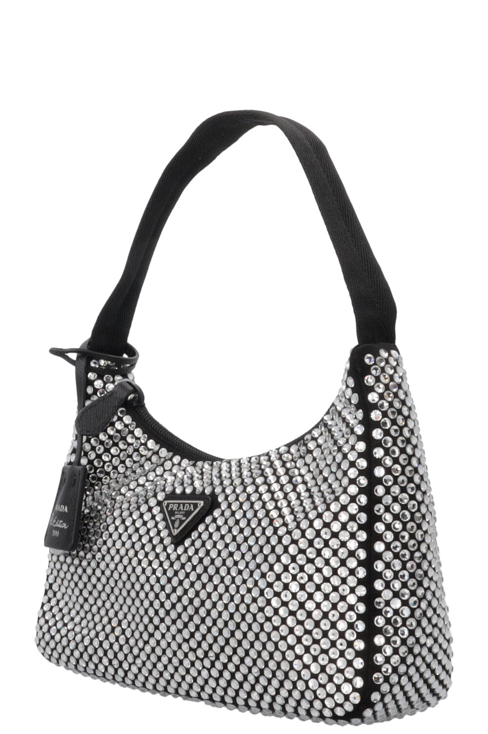 PRADA Small Re-Edition 2000 Shoulder Bag Crystals Black