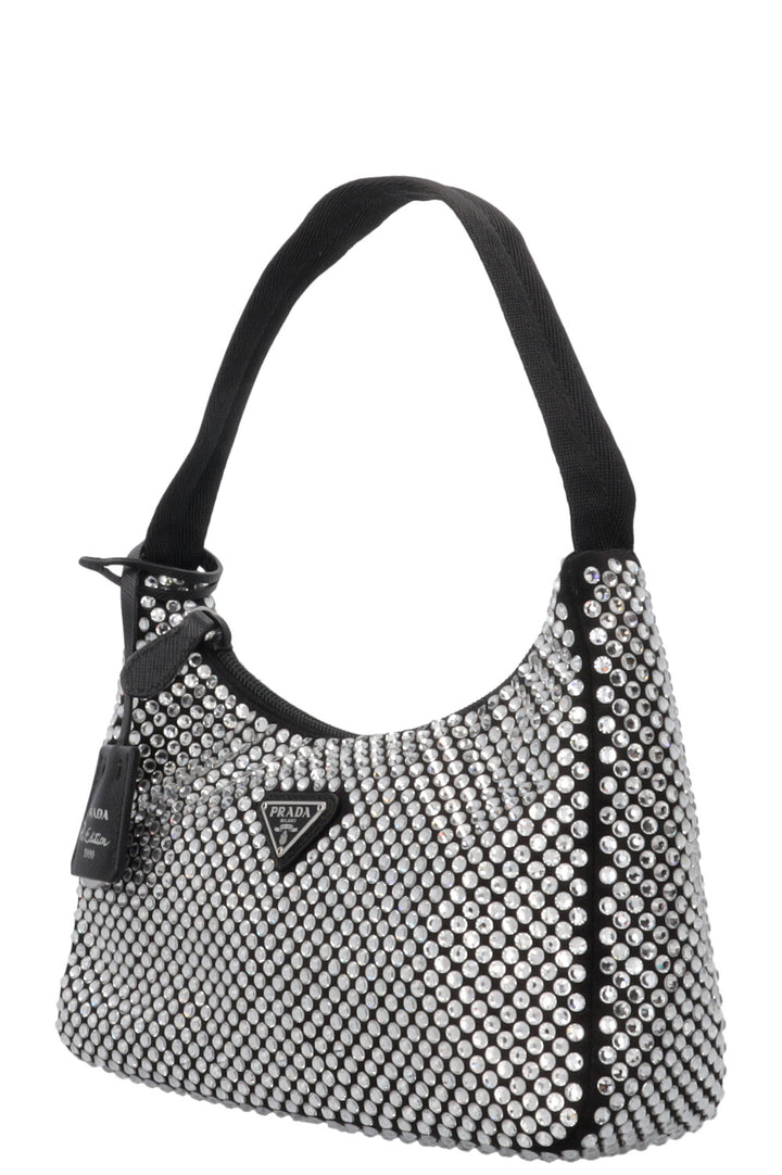 PRADA Small Re-Edition 2000 Shoulder Bag Crystals Black