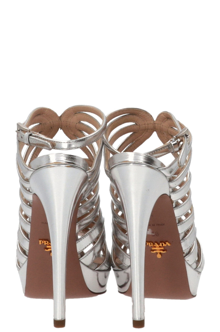 PRADA Strappy Plateau Sandals Silver