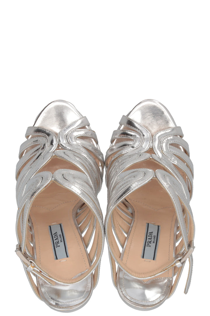 PRADA Strappy Plateau Sandals Silver