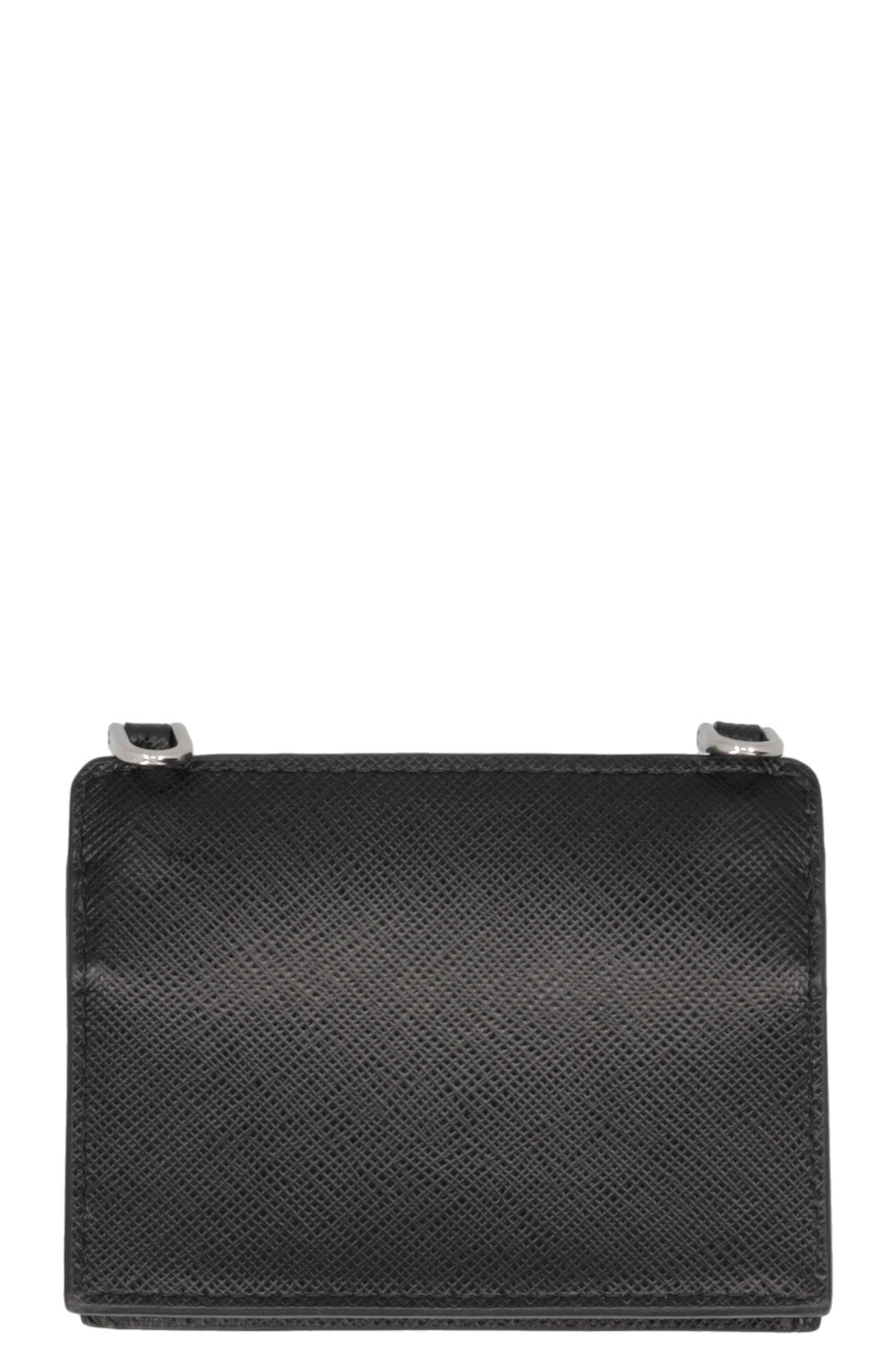 PRADA Triangle Crossbody Card Holder Saffiano Black