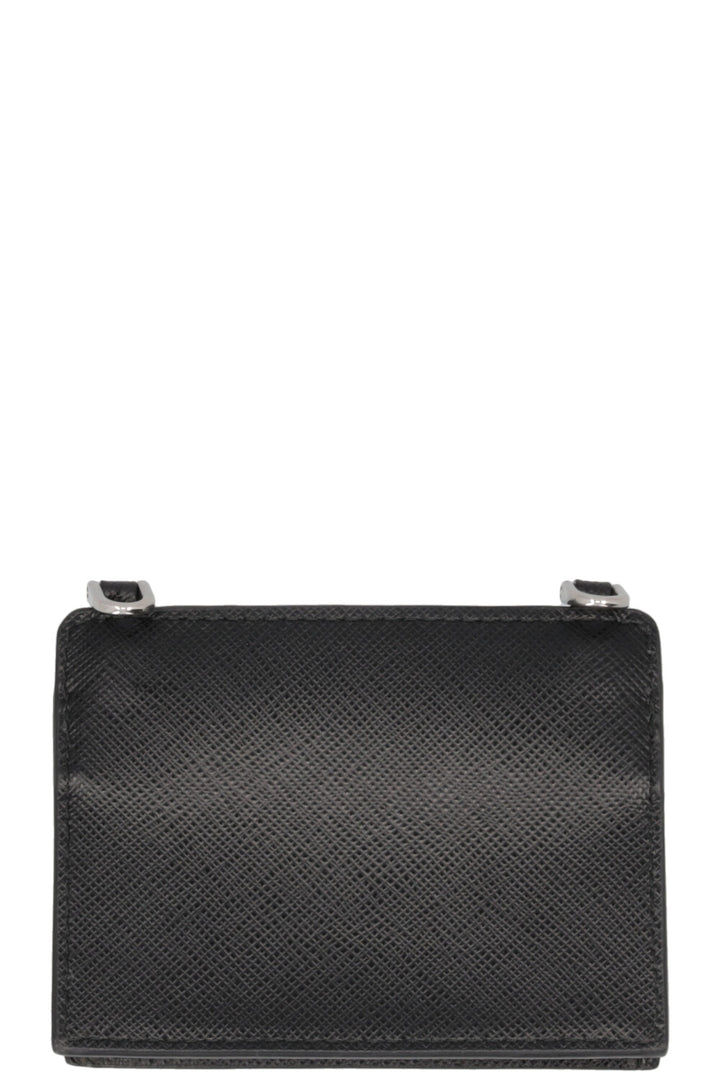 PRADA Triangle Crossbody Card Holder Saffiano Black