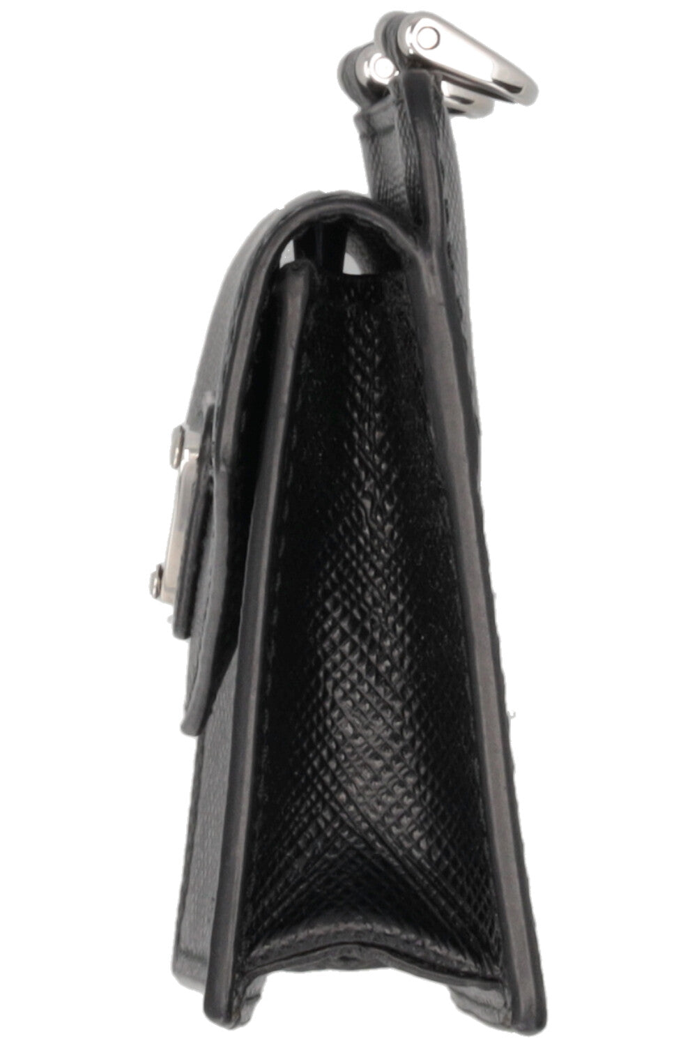 PRADA Triangle Crossbody Card Holder Saffiano Black