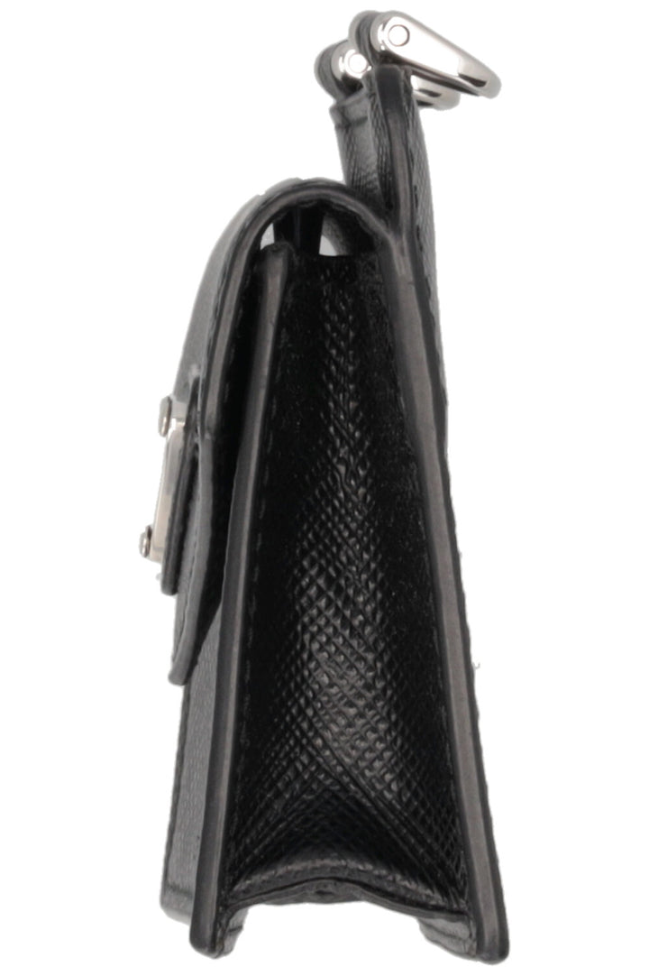 PRADA Triangle Crossbody Card Holder Saffiano Black