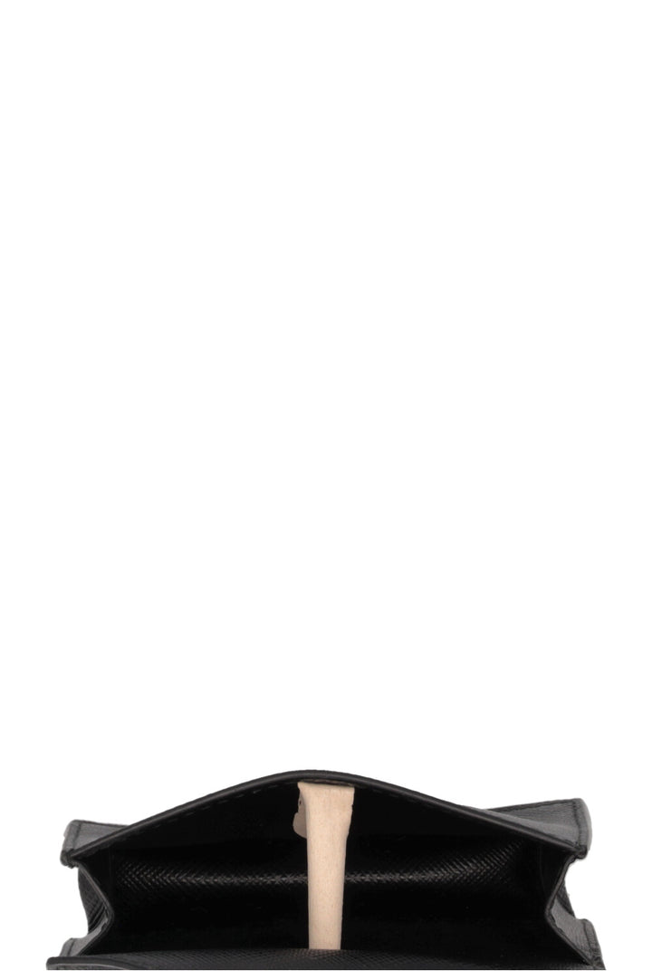 PRADA Triangle Crossbody Card Holder Saffiano Black