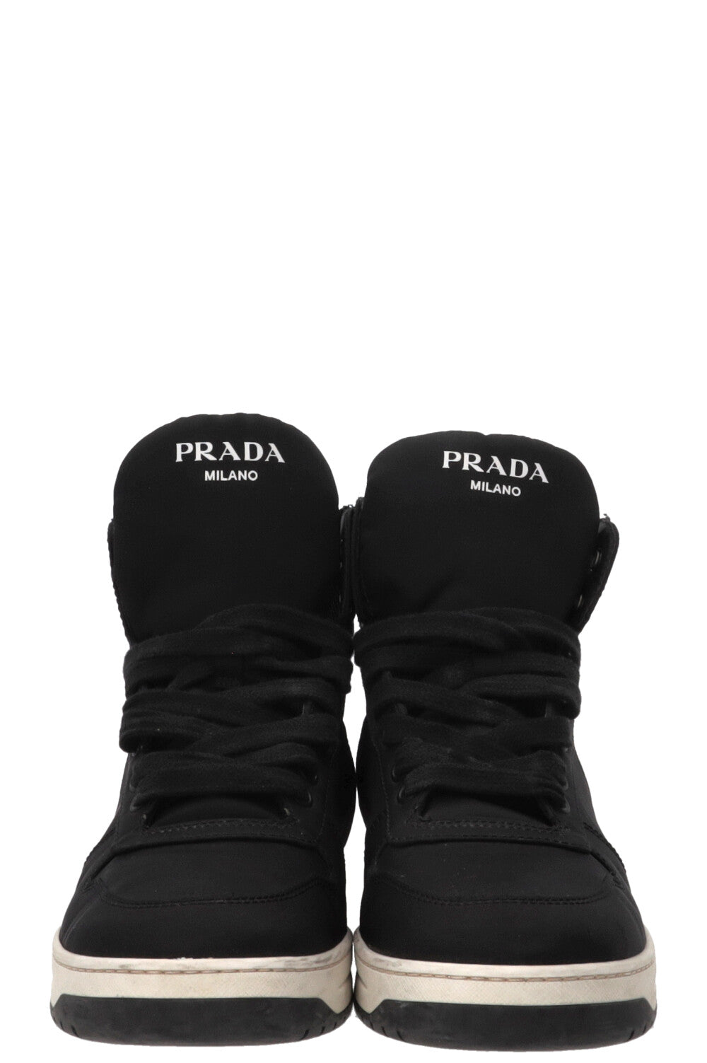 Baskets montantes Prada Triangle en nylon noir