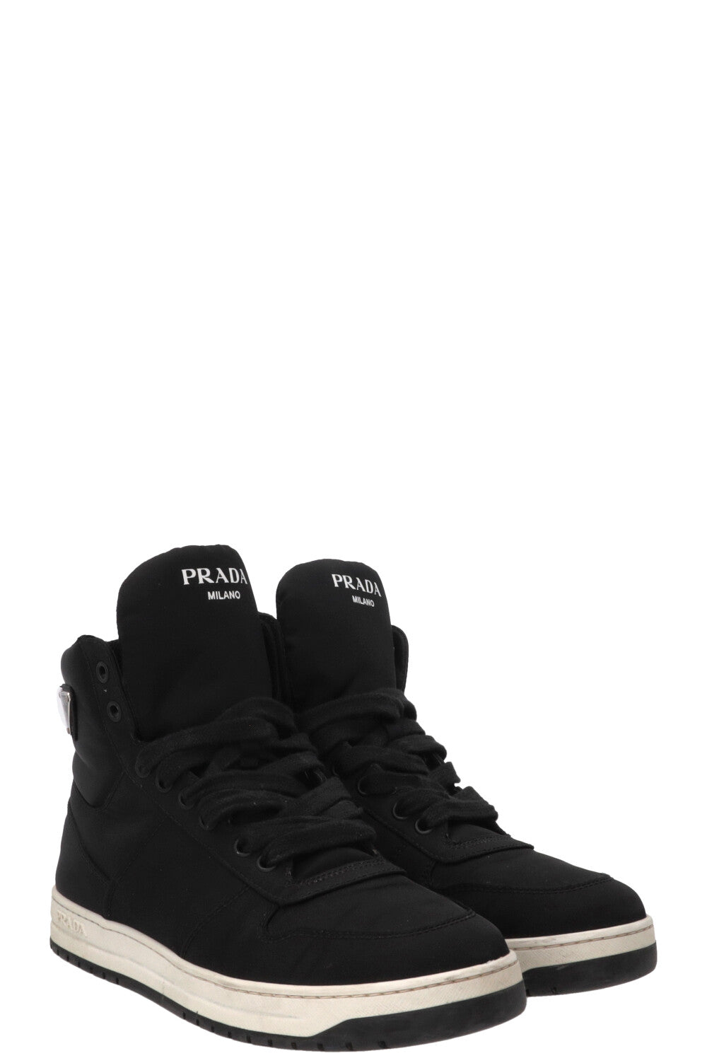 Baskets montantes Prada Triangle en nylon noir