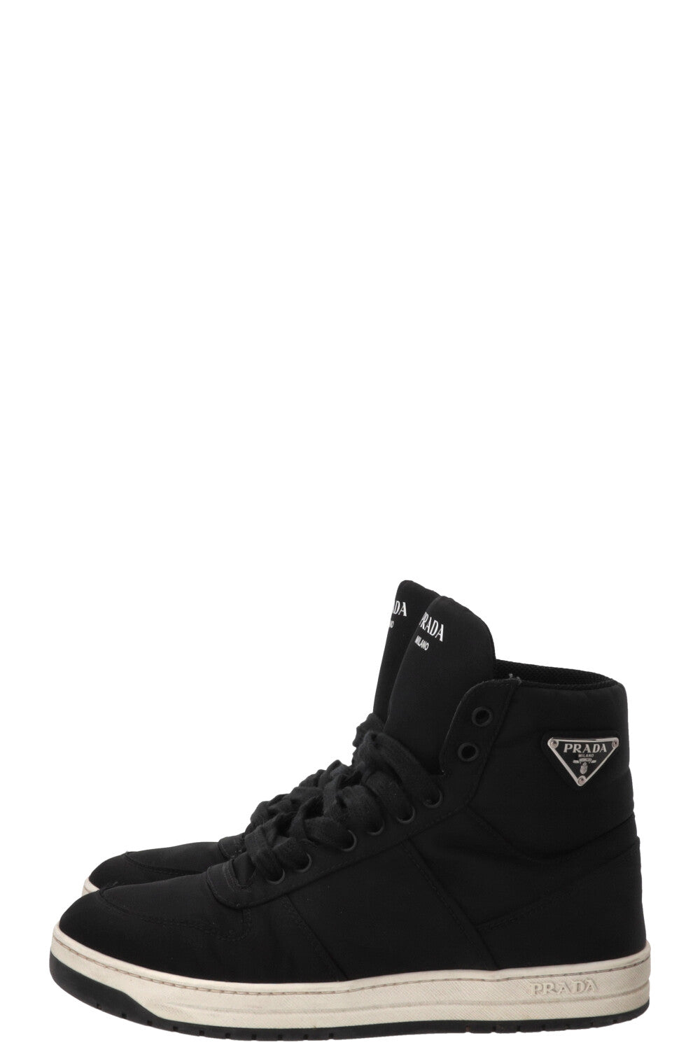 Baskets montantes Prada Triangle en nylon noir