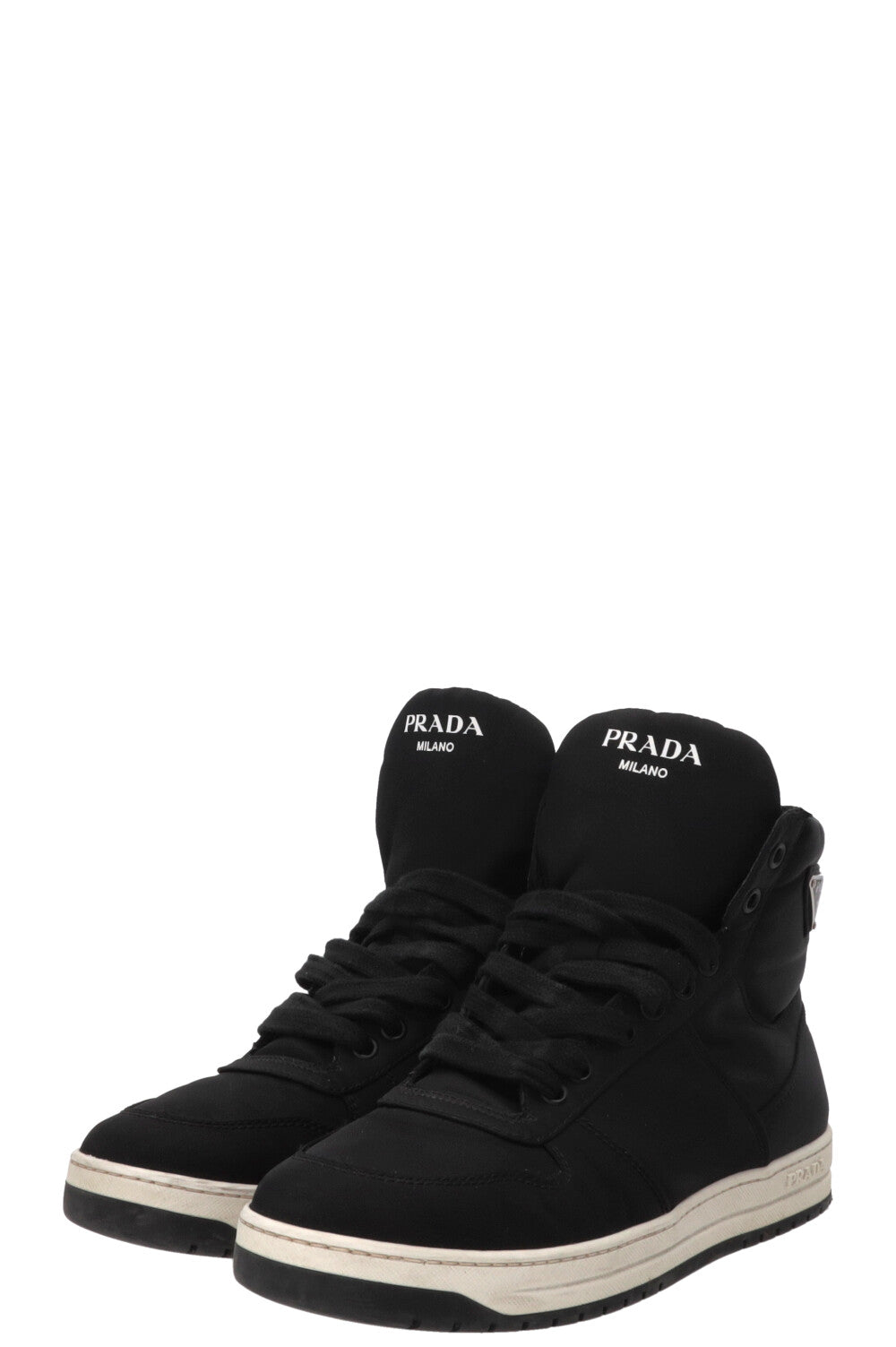 Baskets montantes Prada Triangle en nylon noir